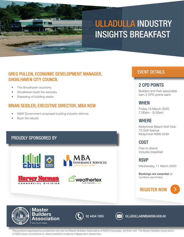 Ulladulla Insights Breakfast March 20